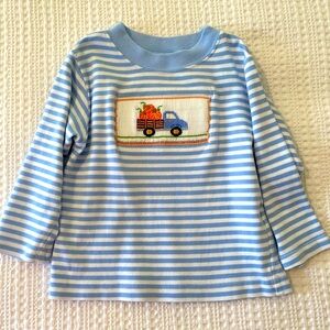 Anavini Smocked Long Sleeve Pumpkin Shirt - 4T